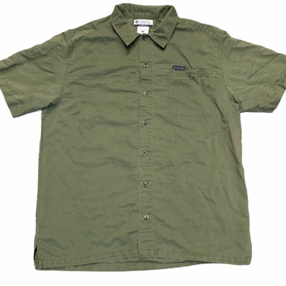 COLUMBIA Short Sleeve Button Up Shirt Green